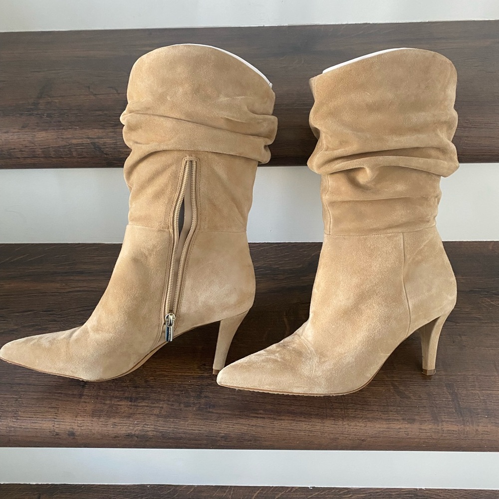 Vince Camuto Beige Suede Heeled Boots